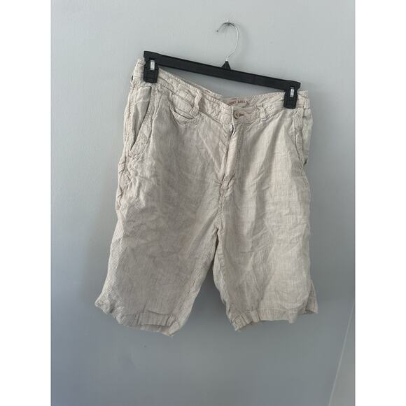 Tommy Bahama Relax Linen Shorts Men Size 34 Beige Stripe Casual Resort Vacation - Picture 1 of 7